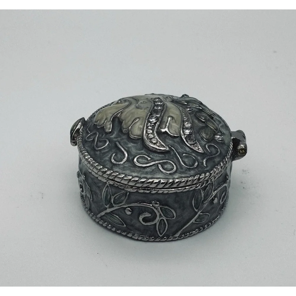 Monet Dove Emerald Green Enamel Ring Jewelry Trinket Box Small‎